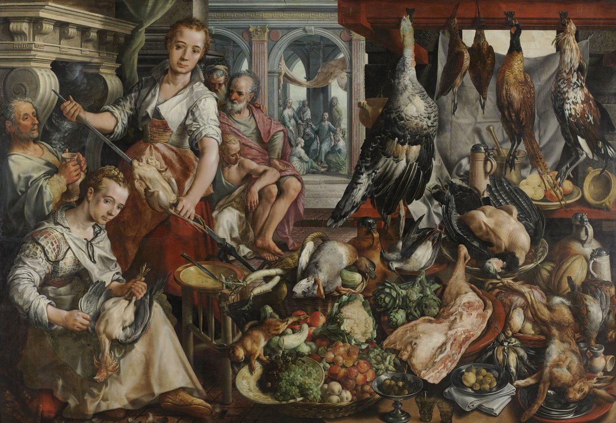 A cozinha bem abastecida, 1566 de Joachim Beuckelaer