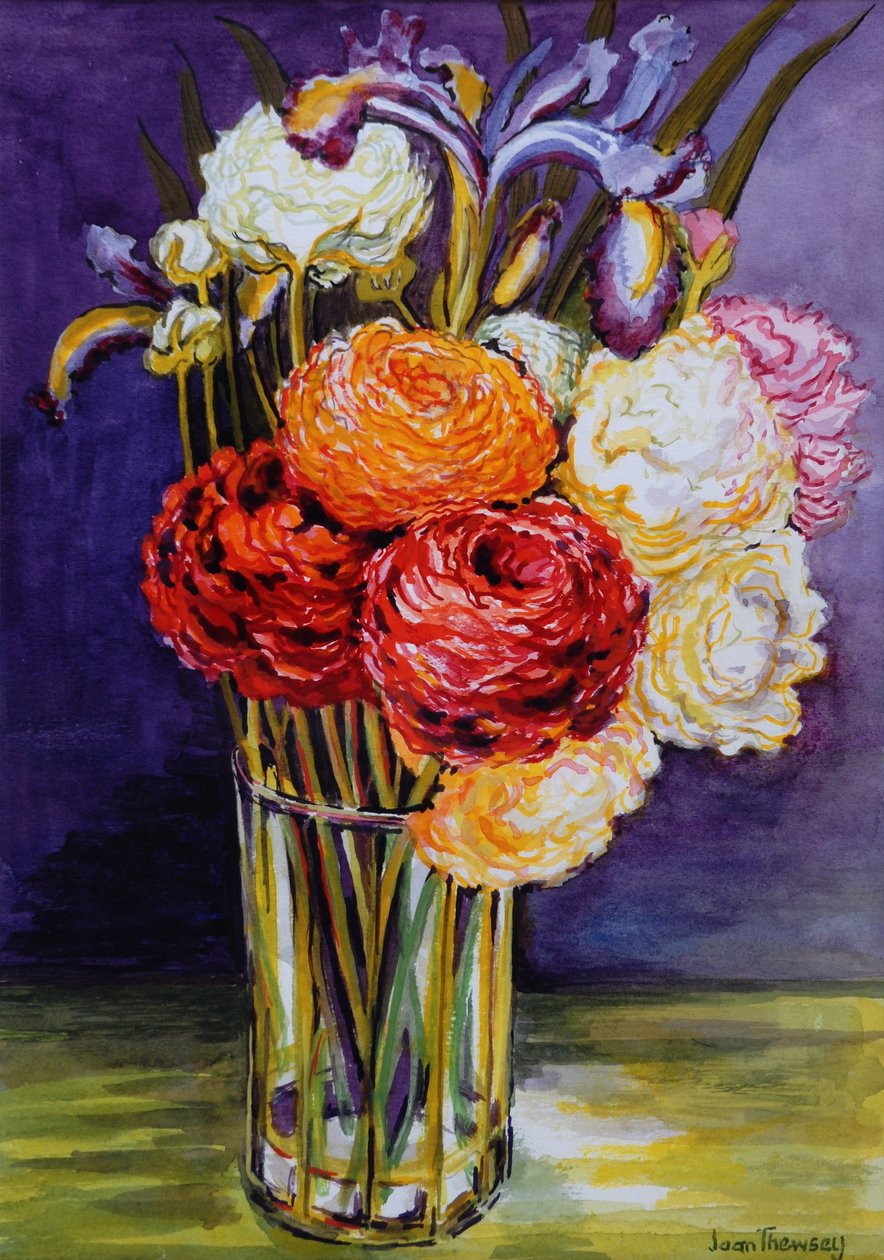 Ranunculus em um copo 2000 de Joan Thewsey