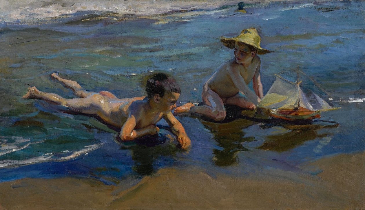 Crianças na praia de Joaquín Sorolla