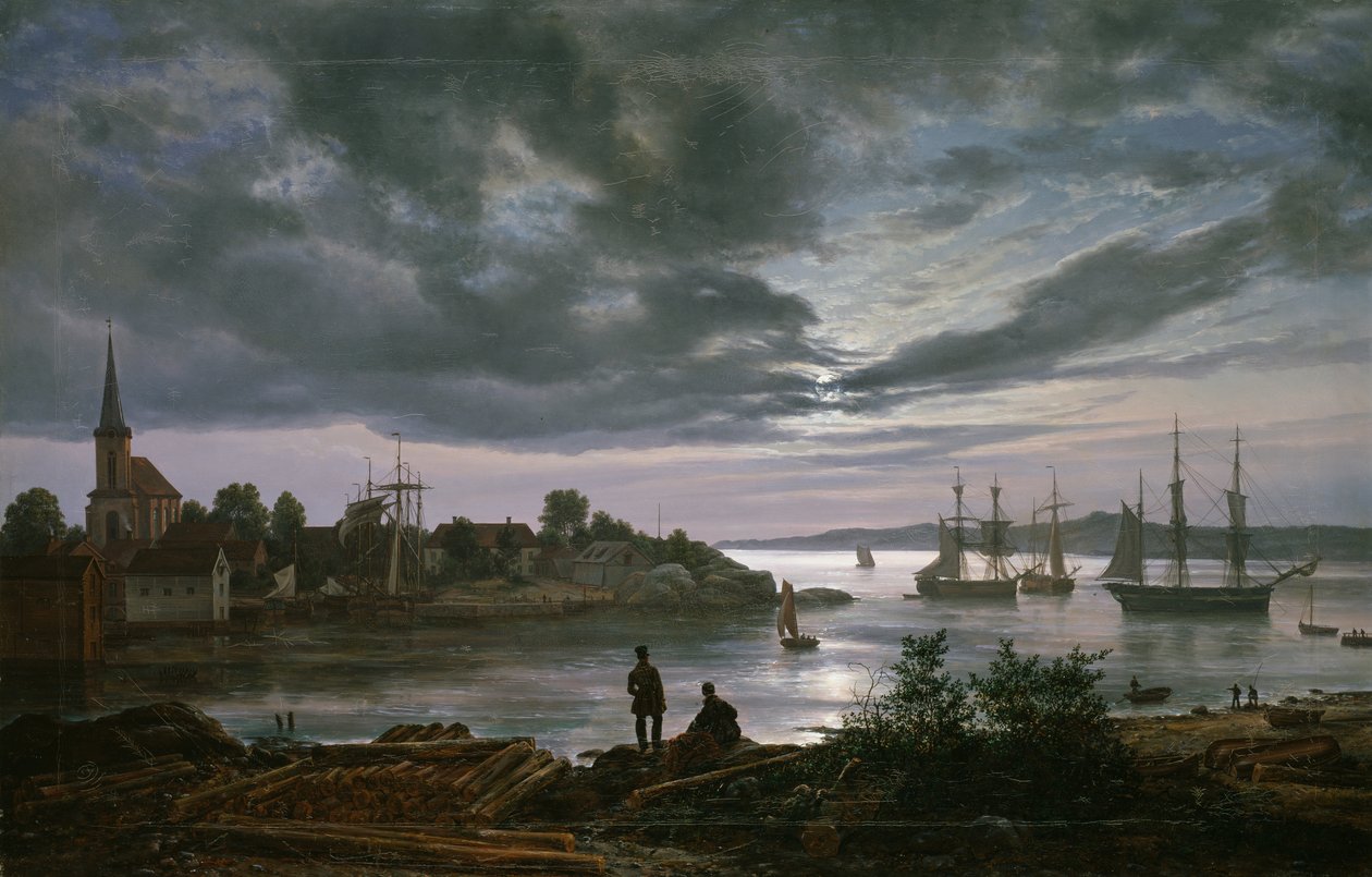 Larvik por Moonlight de Johan Christian Dahl