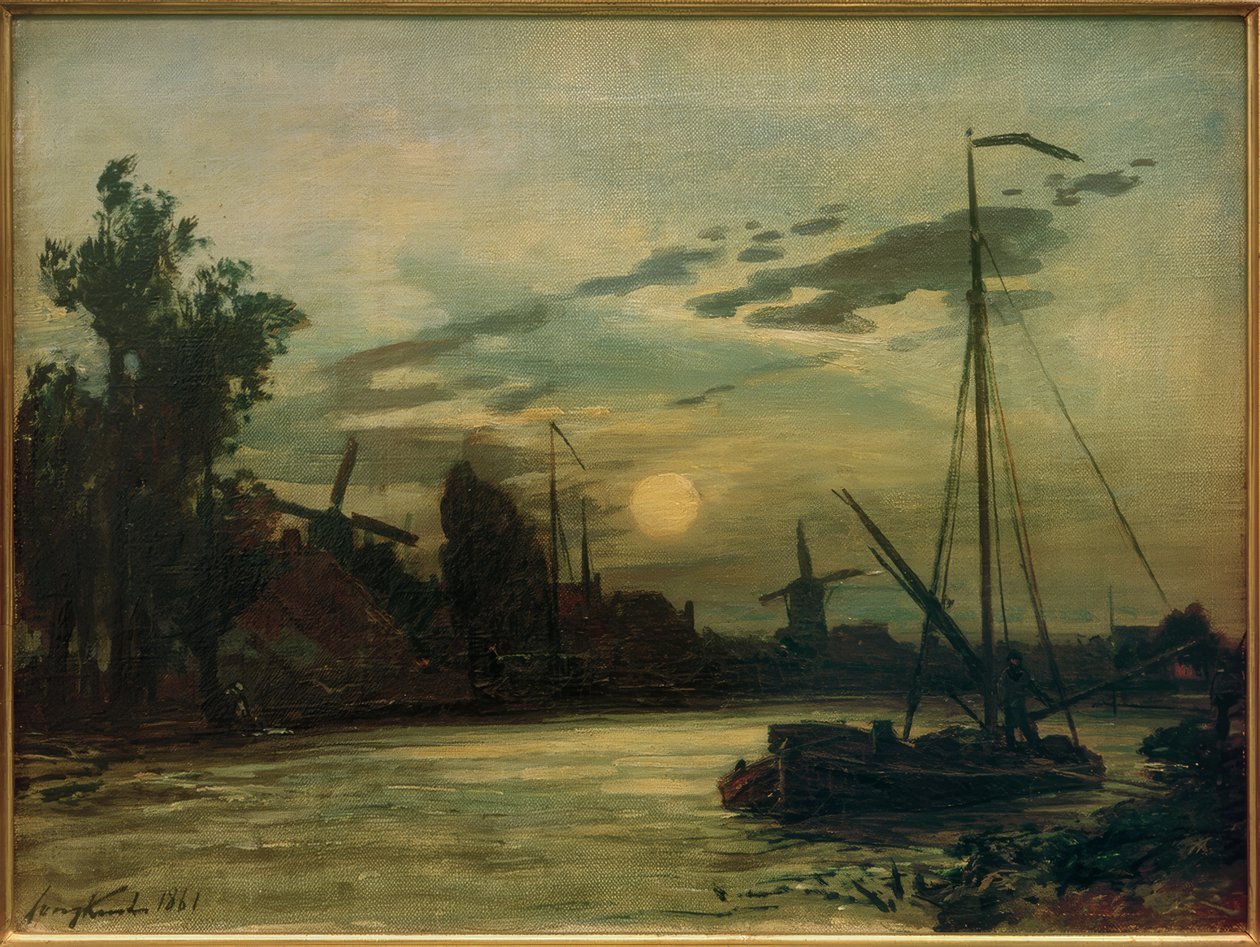 Paisagem à noite de Johan Barthold Jongkind