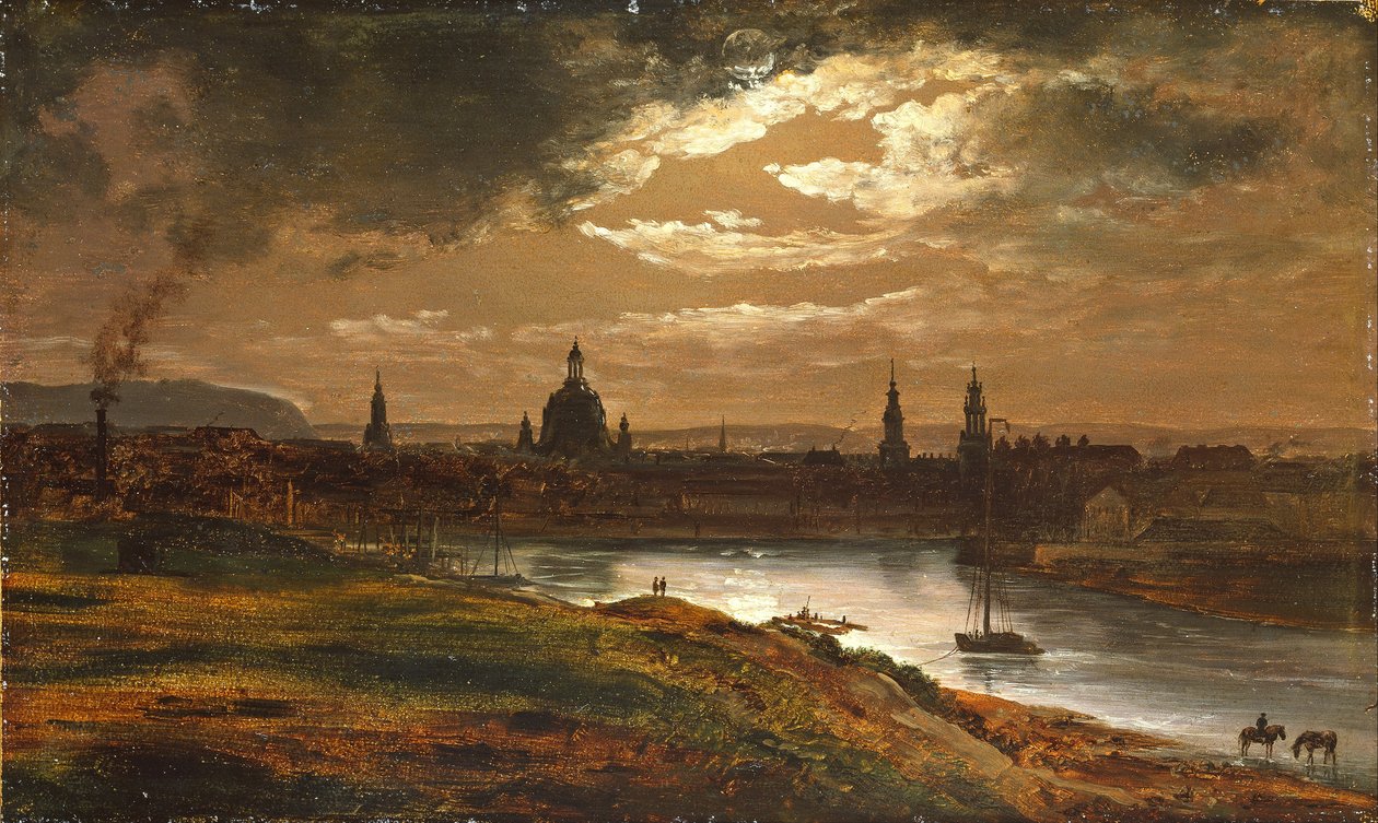 Dresden por Moonlight de Johan Christian Dahl