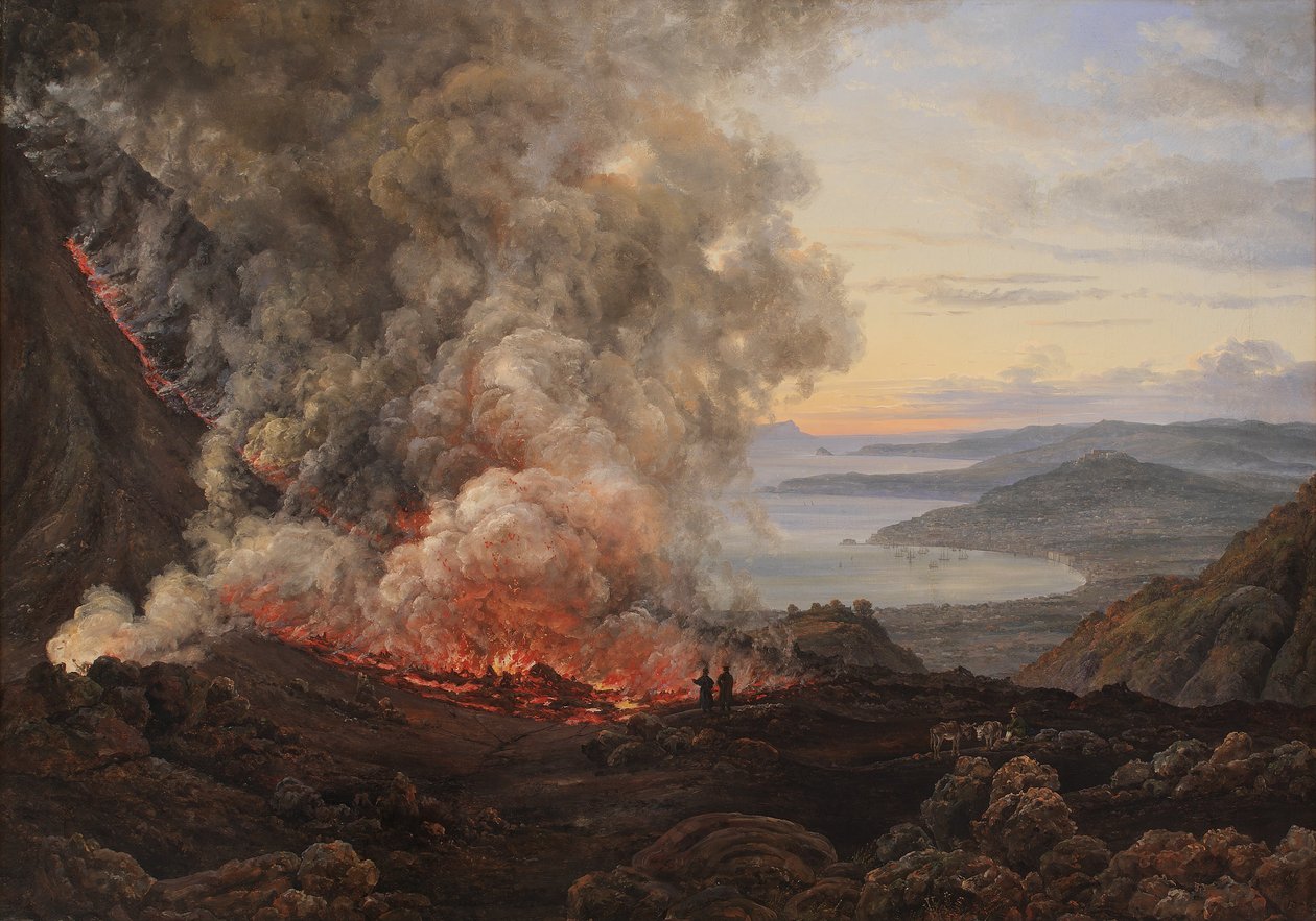 Erupção do vulcão Vesúvio, 1821 de Johan Christian Dahl