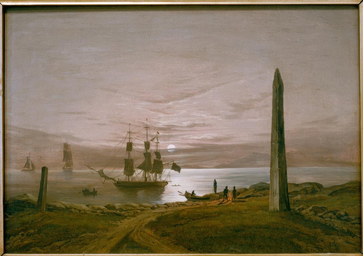 Paisagem do fiorde pelo luar de Johan Christian Dahl