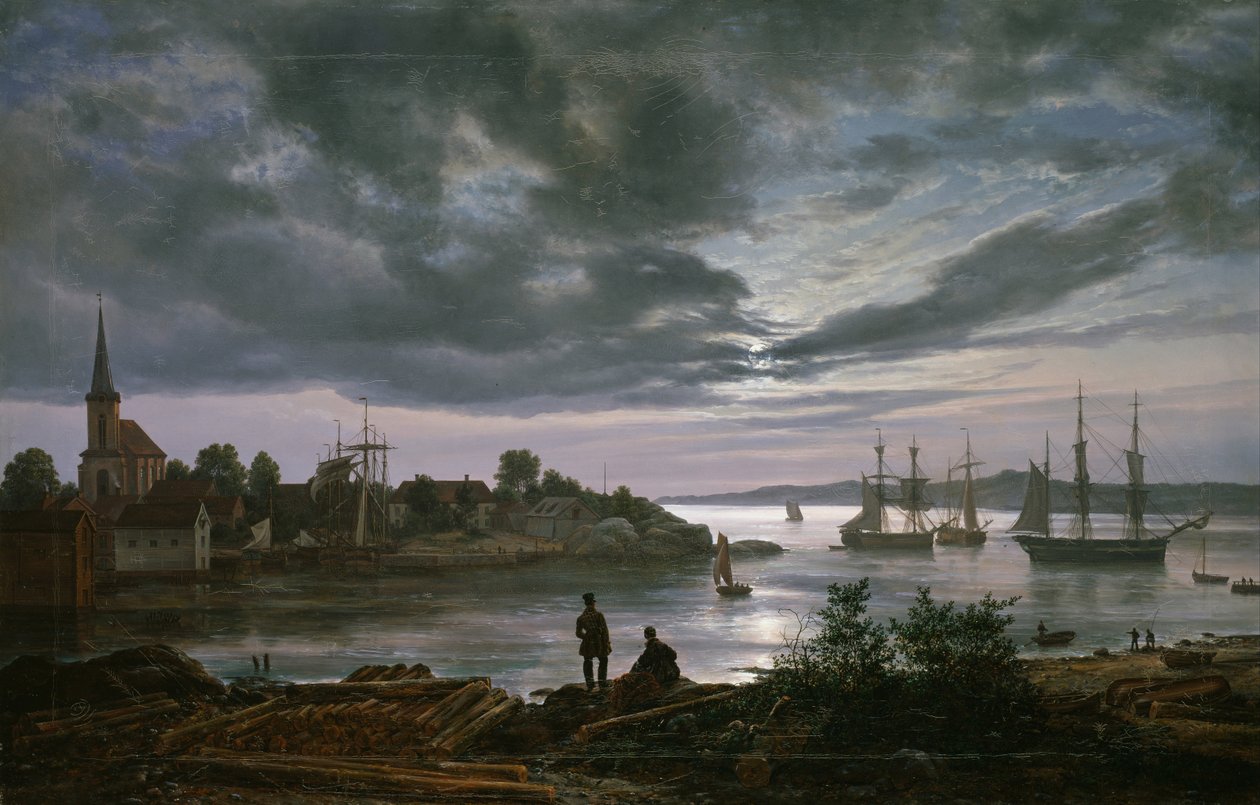 Larvik na Moonlight de Johan Christian Dahl