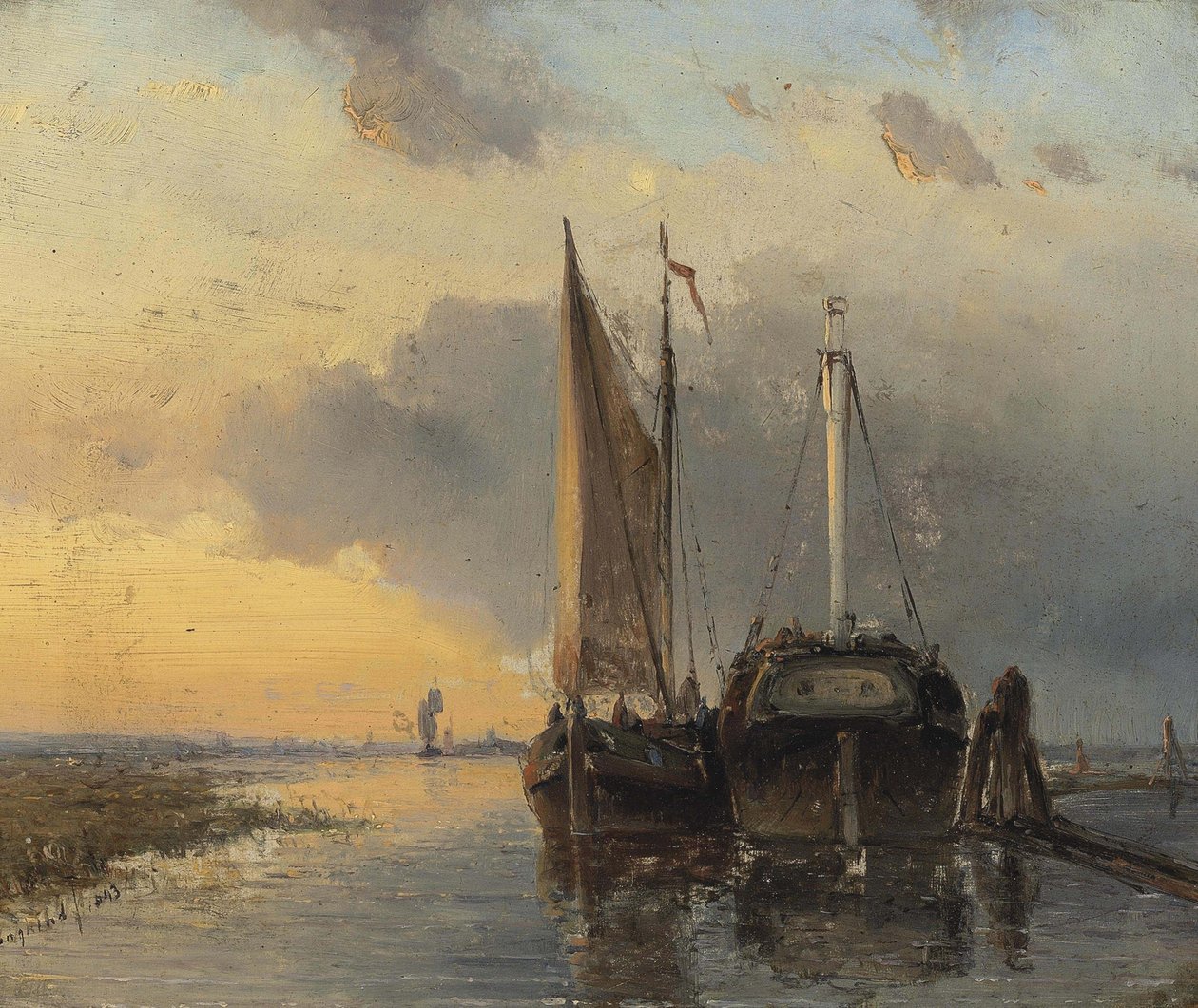 Porto num rio holandês de Johan Jongkind
