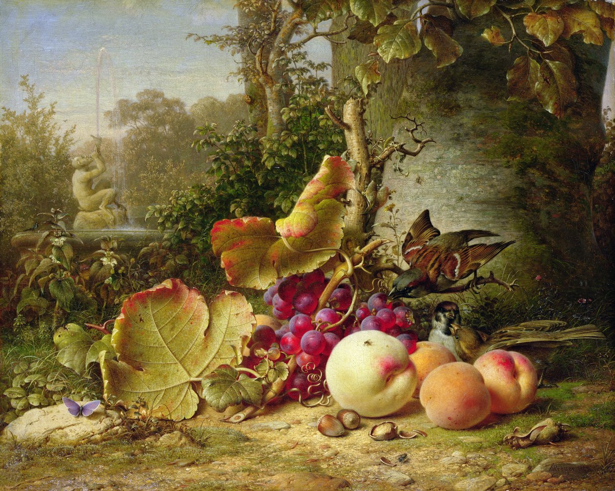 Frutas e pardais, 1863 de Johann Wilhelm Preyer