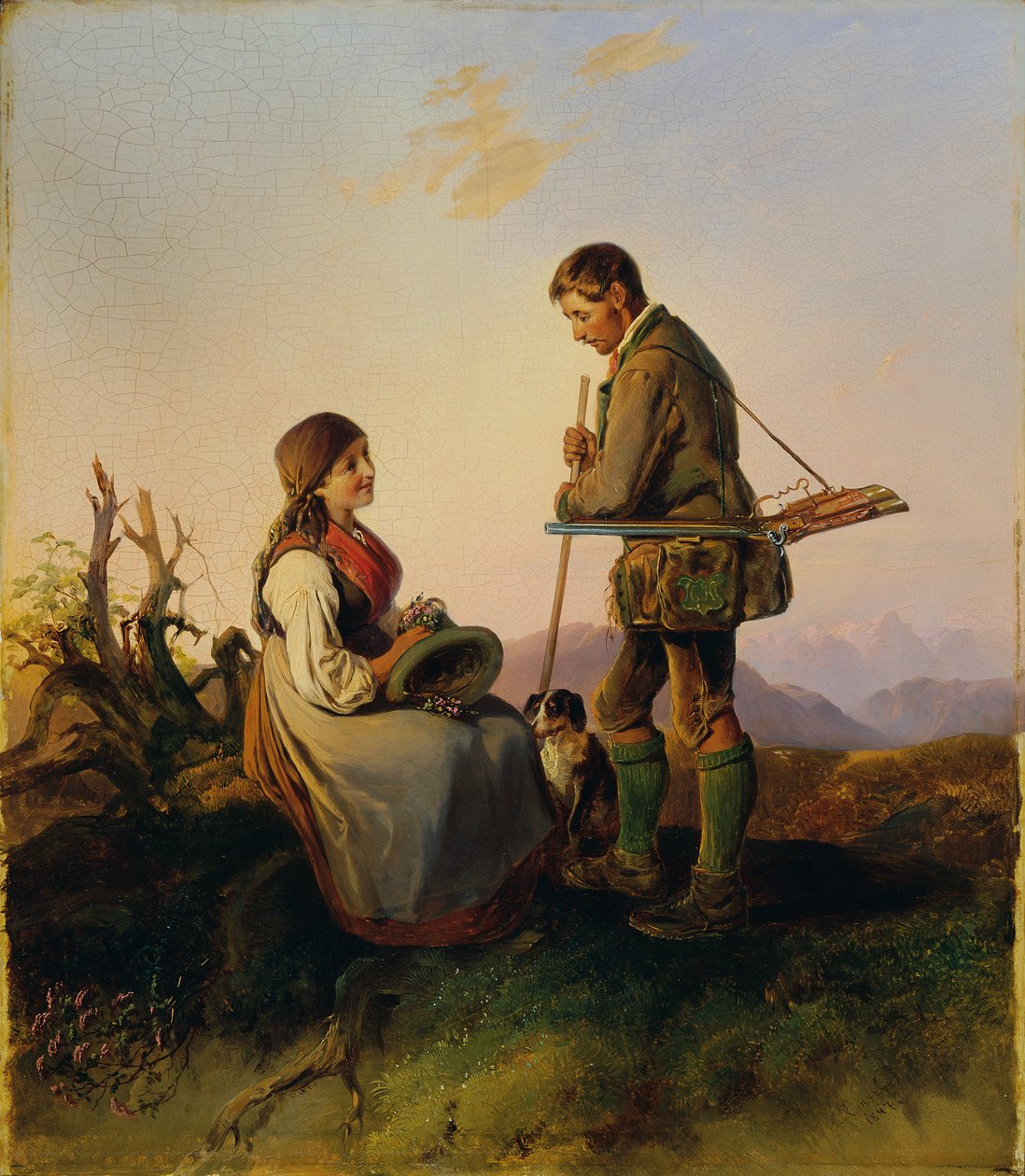 caçador e menina de Johann Matthias Ranftl