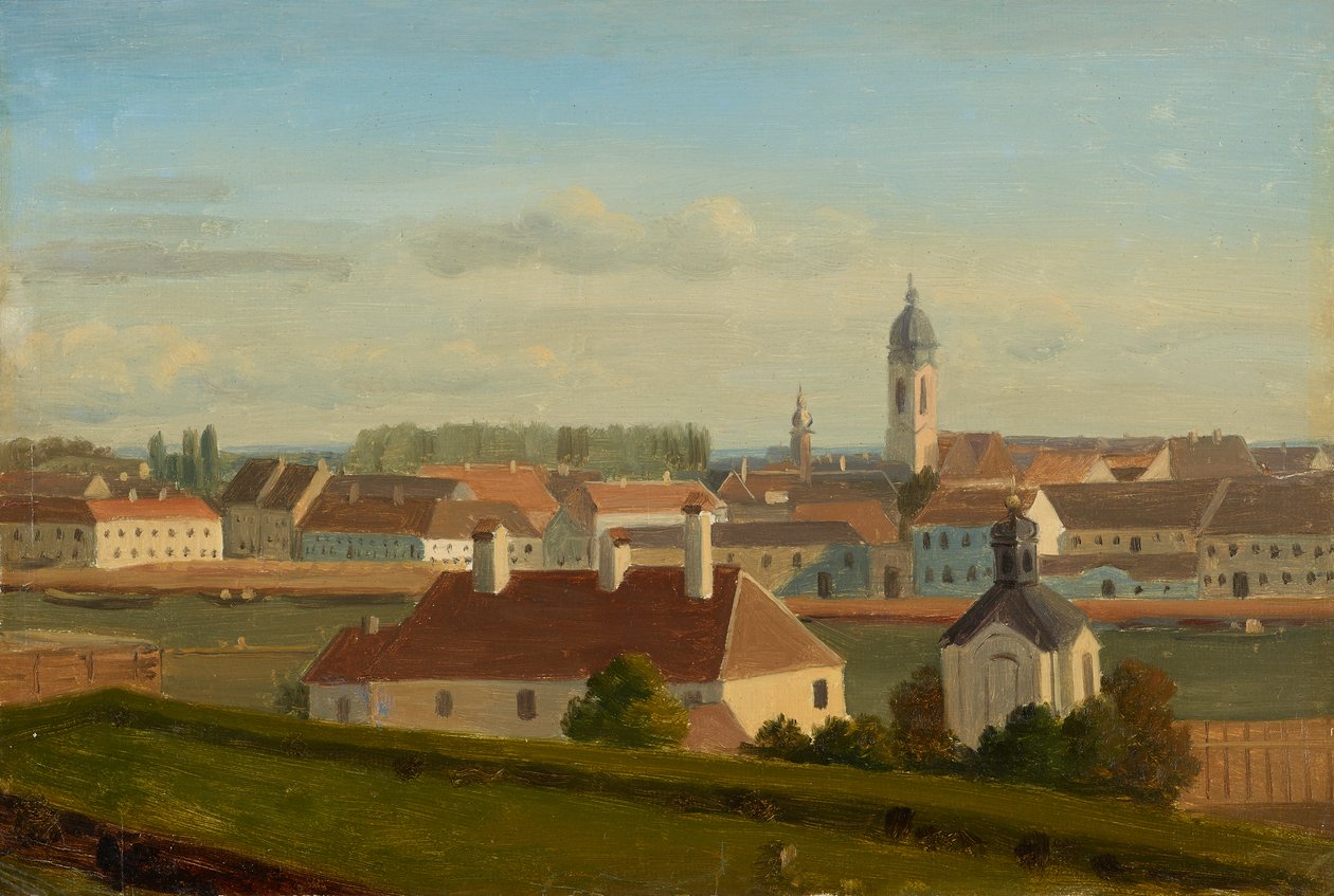 Vista sobre o Canal do Danúbio para Leopoldstadt de Johann Peter Krafft