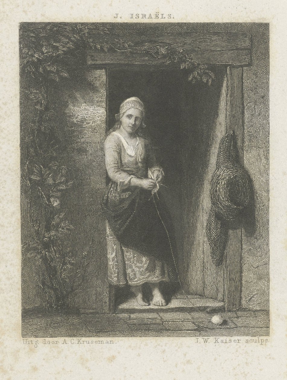 Mulher jovem com tricô de Johann Wilhelm Kaiser (I)