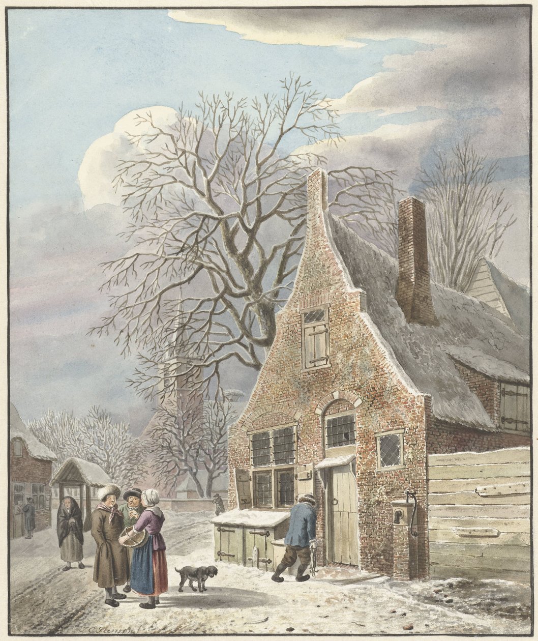 Aldeia sob a neve de Johannes Christiaan Janson