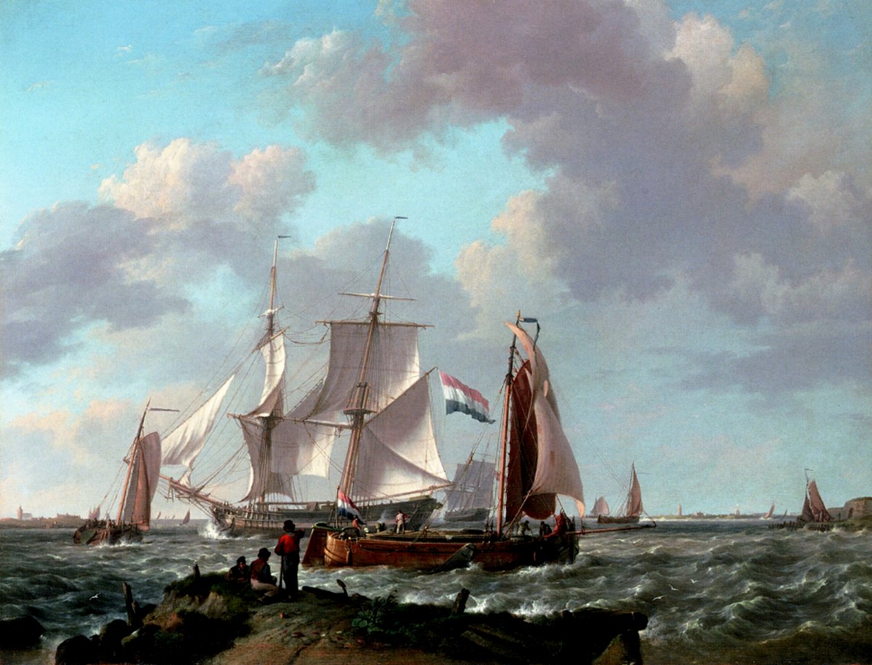 Navios perto da costa, 1831 de Johannes Hermann Barend Koekkoek