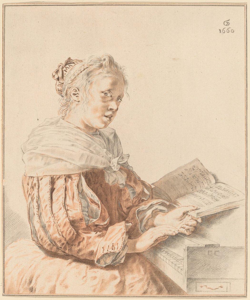 Moça no teclado, 1767. de Johannes Kornlein