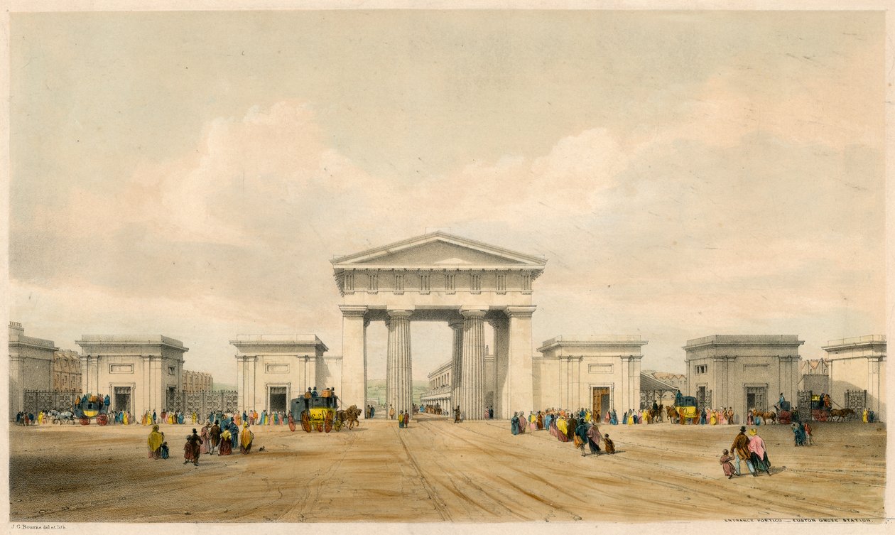 Pórtico de entrada da estação de Euston Grove, Londres de John Cooke Bourne