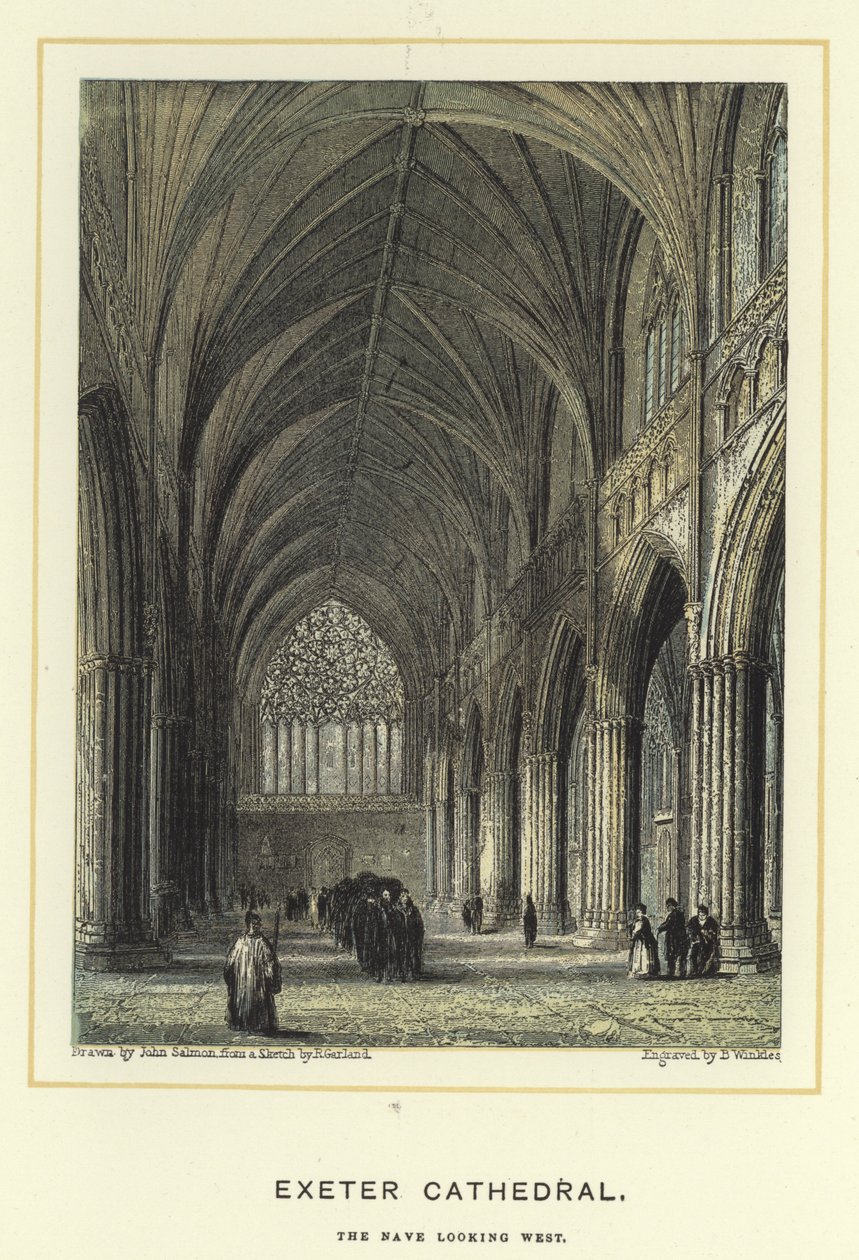 Catedral de Exeter, a nave olhando para o oeste de John Francis Salmon