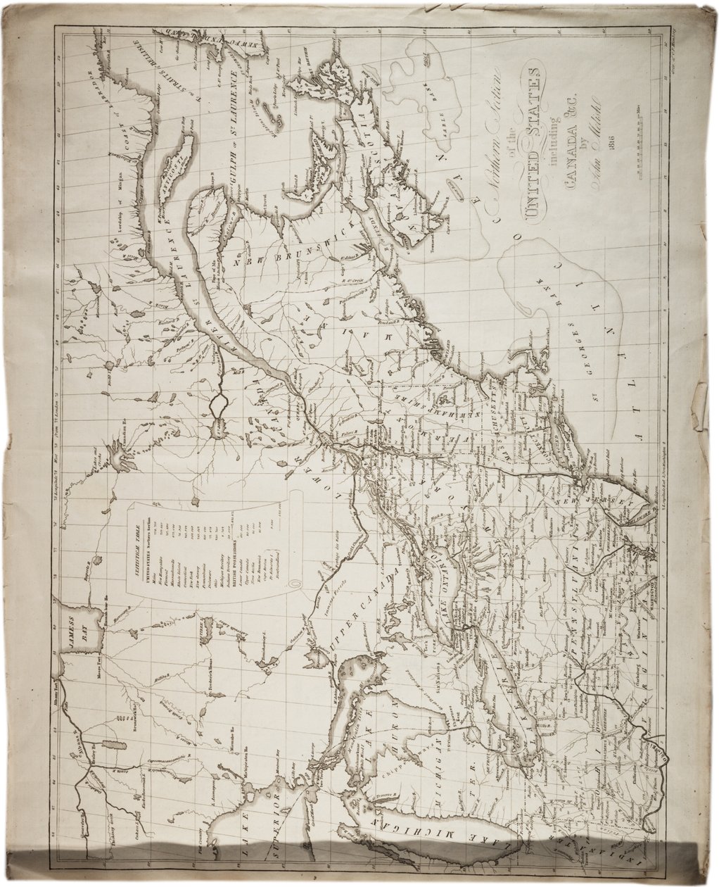 Mapa dos Estados Unidos, 1816 de John Melish