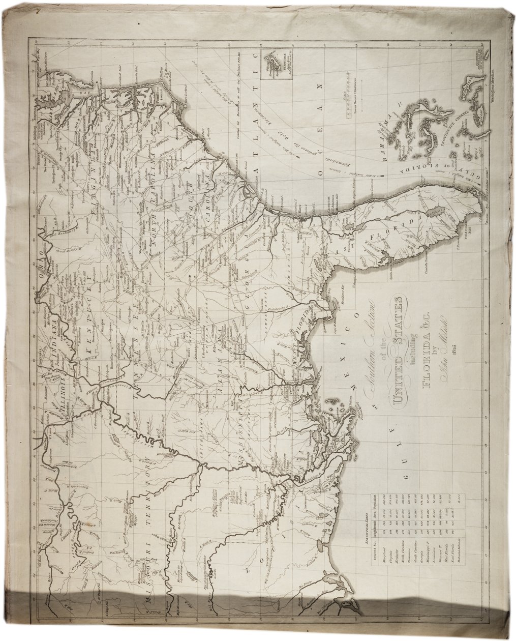 Mapa dos Estados Unidos, 1816 de John Melish