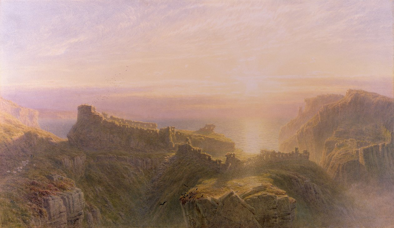 Pôr do sol em Tintagel, 1871 de John Mogford