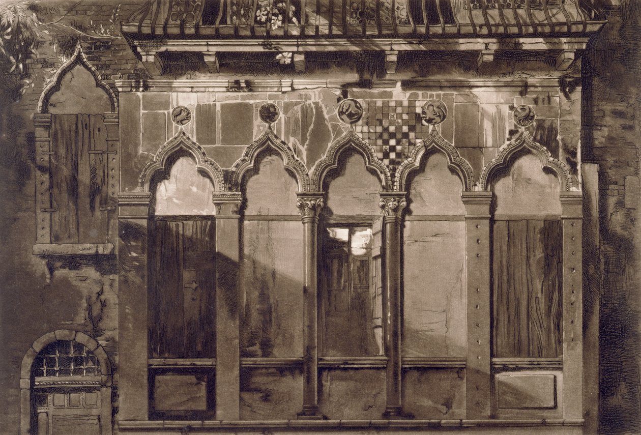 Janelas Árabes, em Campo Santa Maria Mater Domini, de "Exemplos da Arquitetura de Veneza", de John Ruskin, aquatint por Thomas Lupton, 1851 (aquatint) de John Ruskin