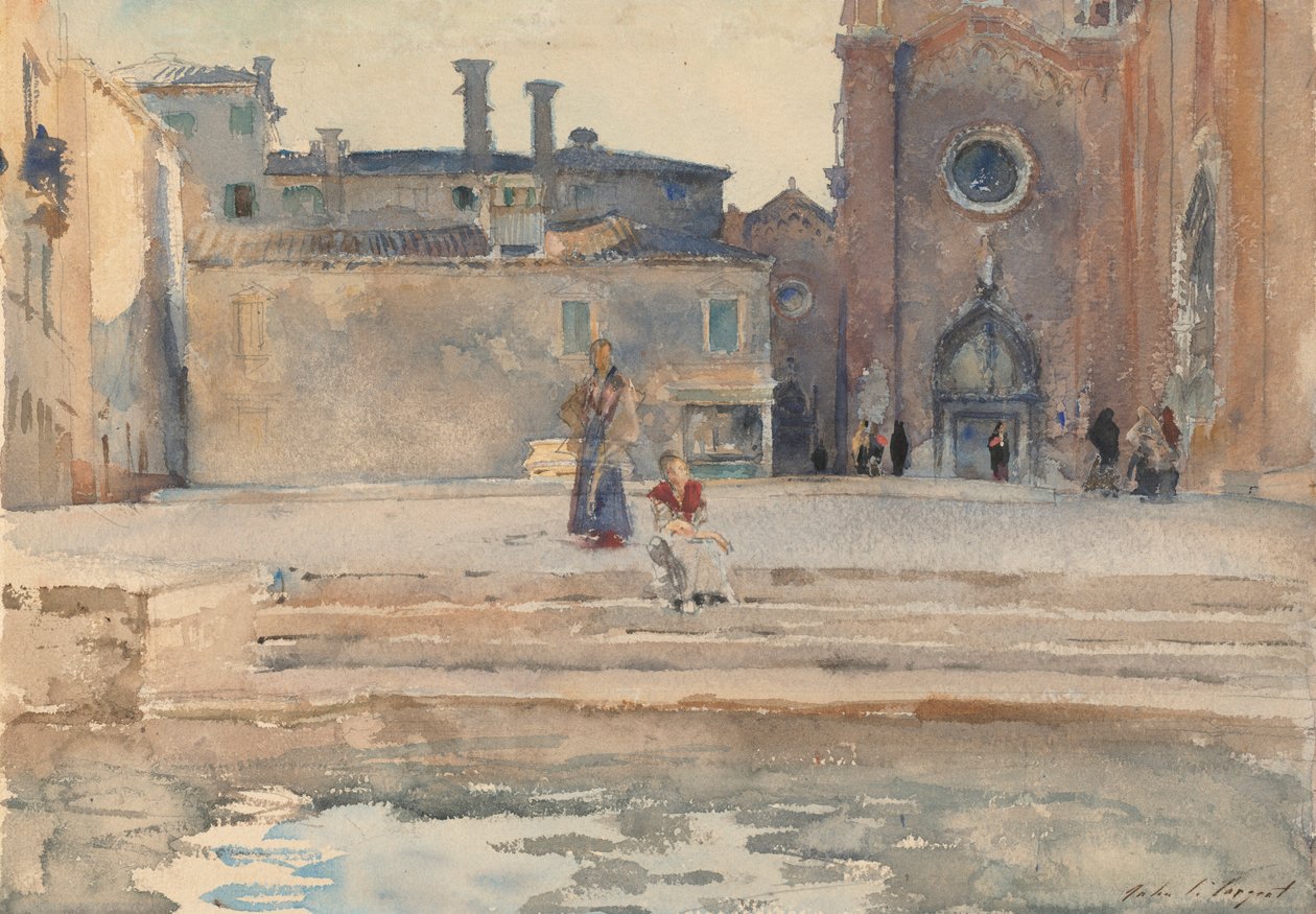 Campo dei Frari, Veneza, 1880-82 (wc sobre lápis com guache sobre papel) de John Singer Sargent