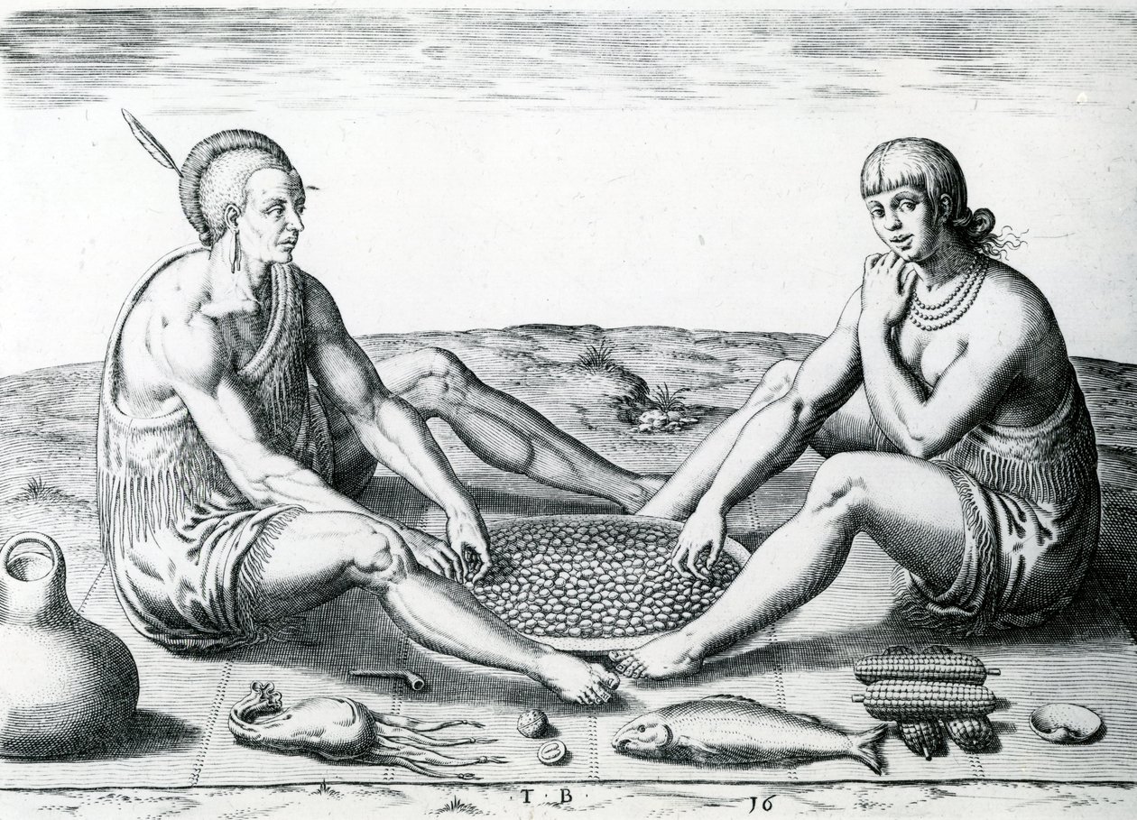 Eles sentados na carne, 1590 de John White