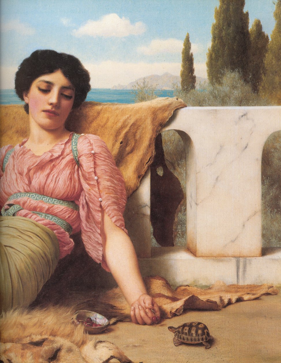 Um detalhe Quiet Pet de John William Godward
