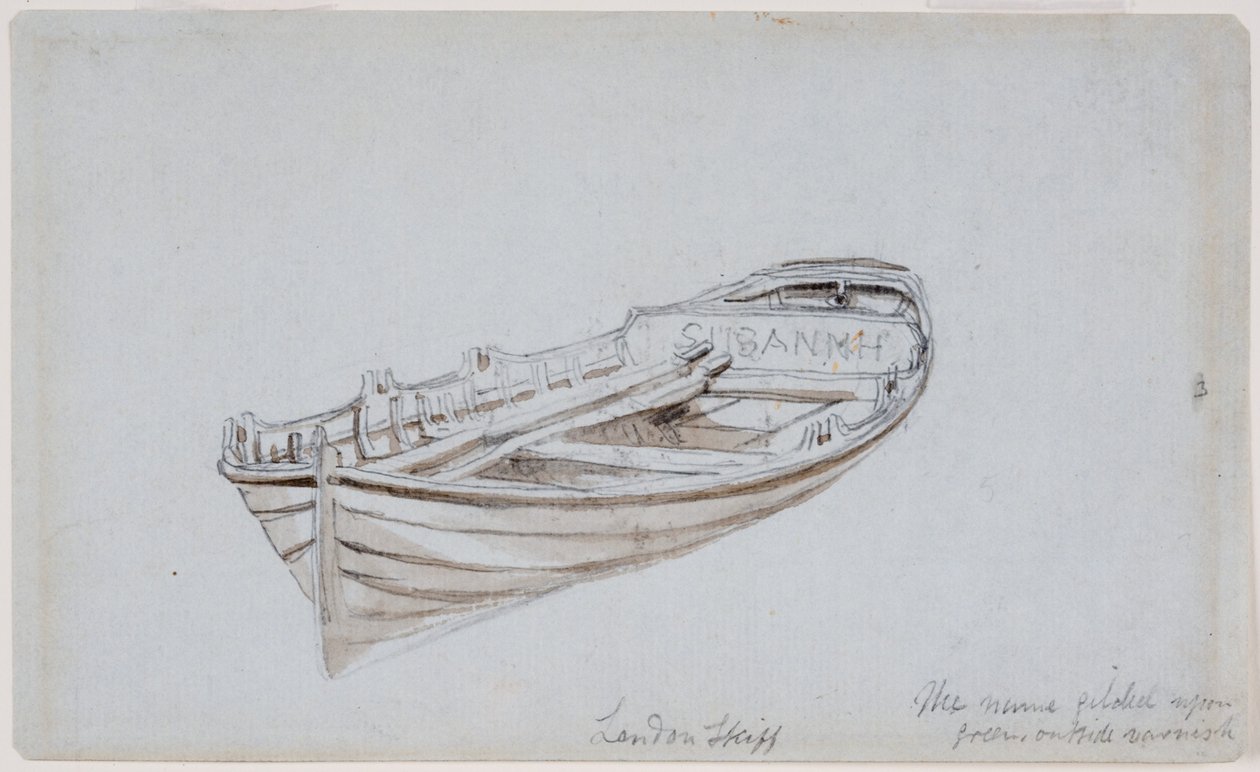 London Skiff (lápis e aquarela sobre papel (azul)) de John Wilson Carmichael