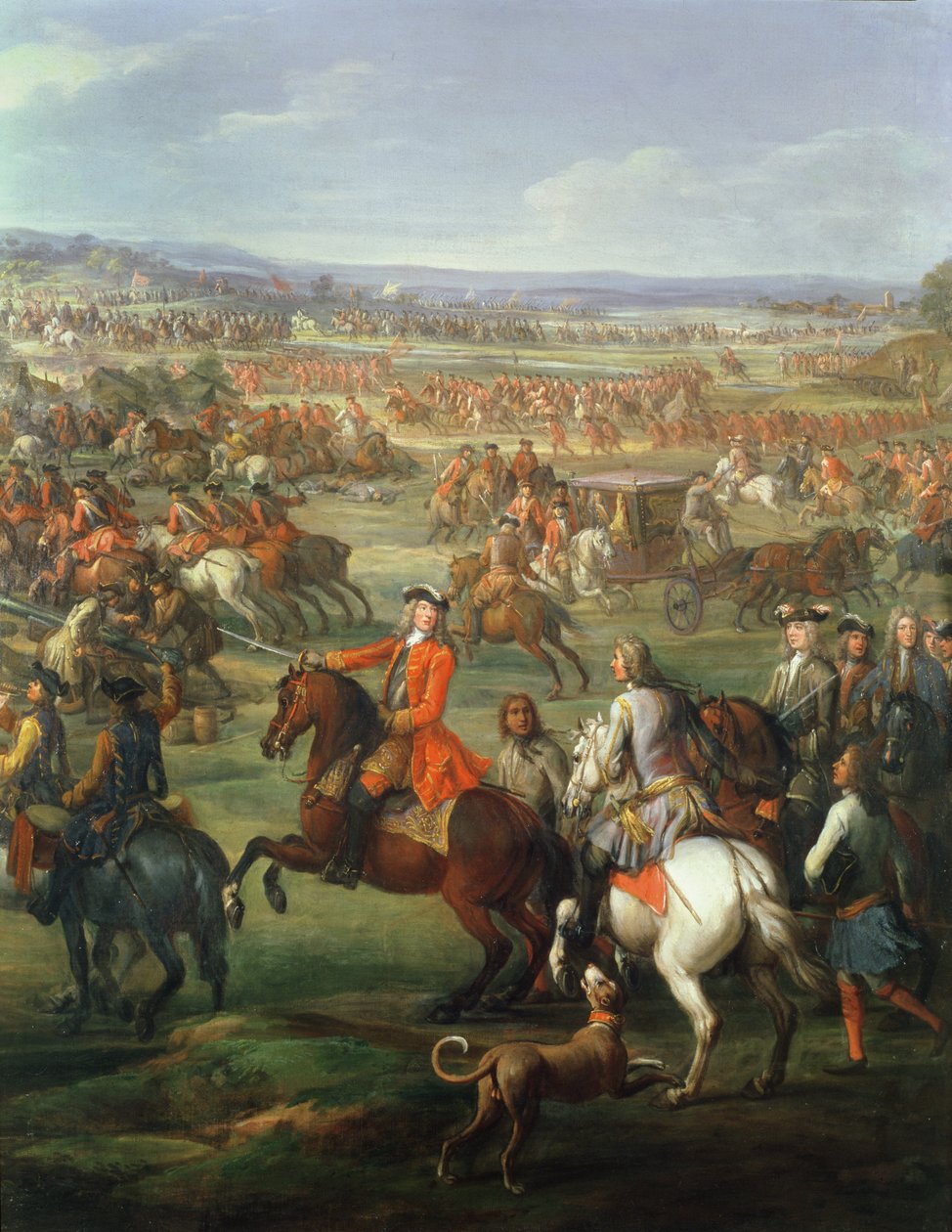 A batalha de Blenheim em 13 de agosto de 1704, c.1743 óleo sobre tela detalhe de 237822 de John Wootton