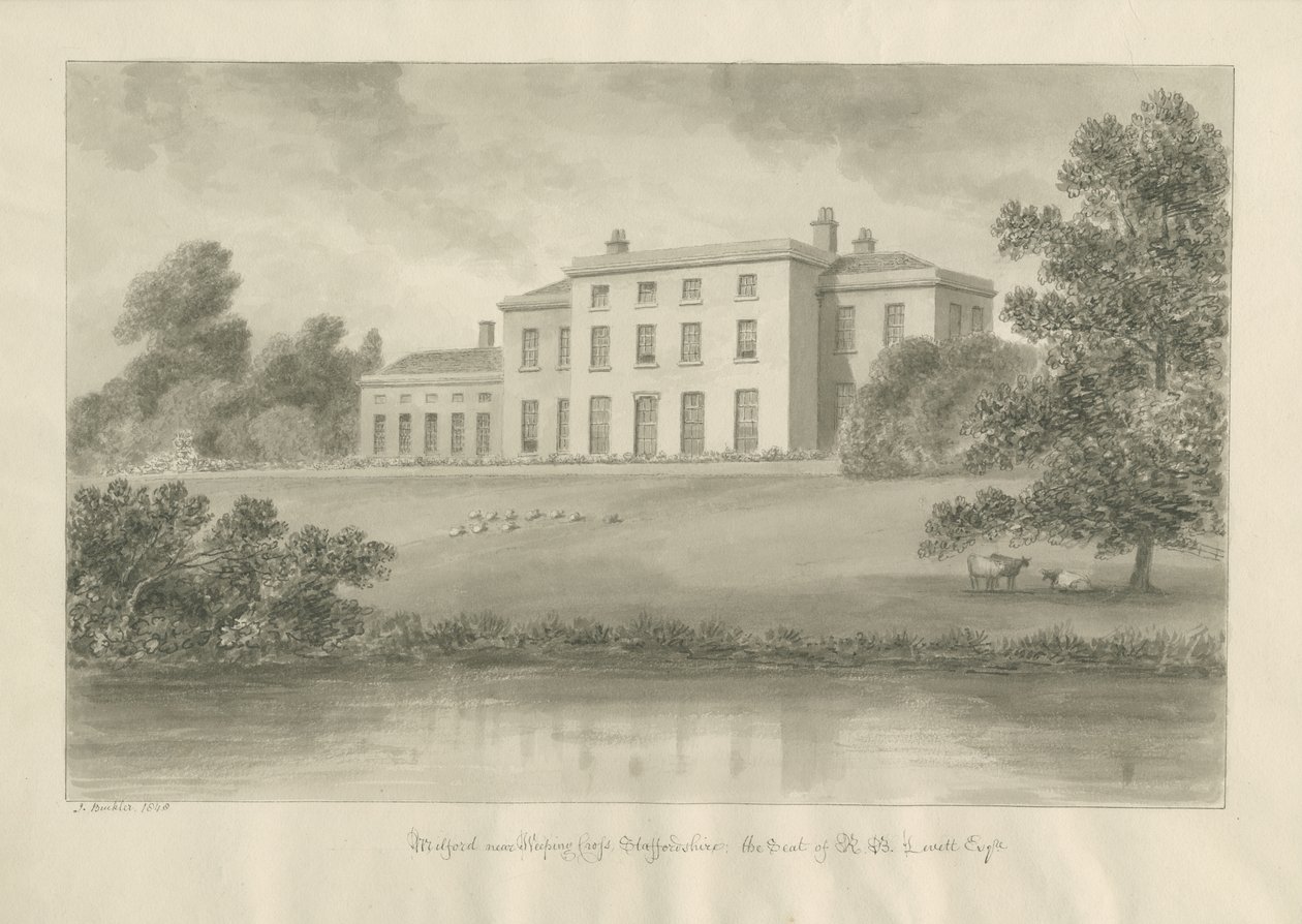 Milford House: desenho sépia de John Buckler