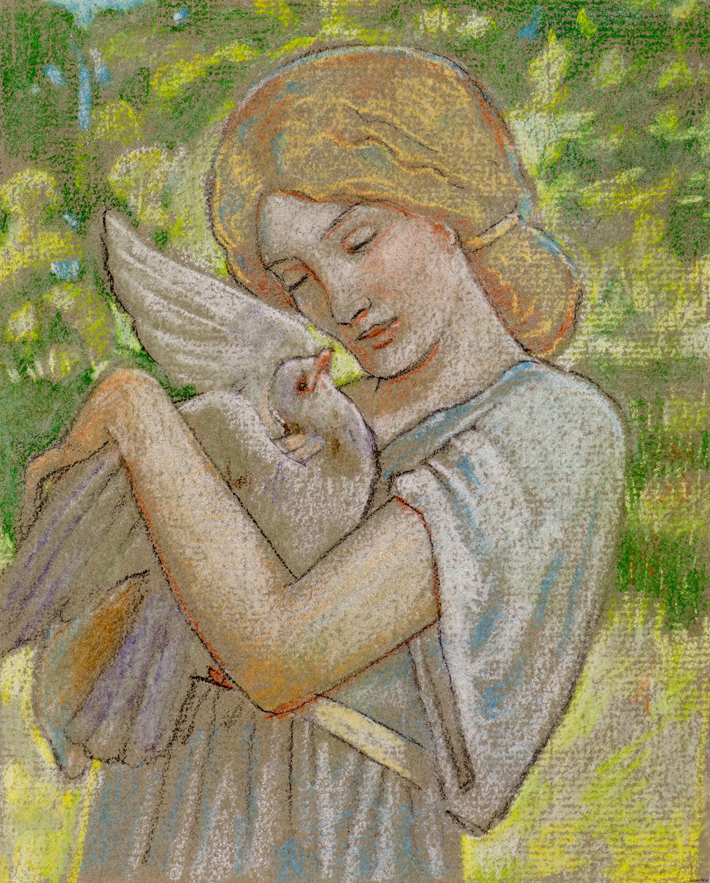 Menina com uma pomba (pastel) de John Duncan