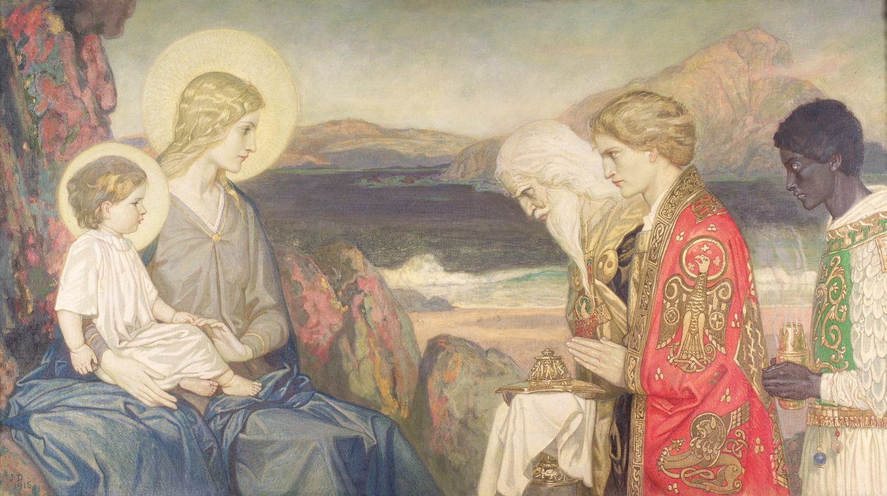 Os Três Reis Magos, 1915 (têmpera sobre tela) de John Duncan