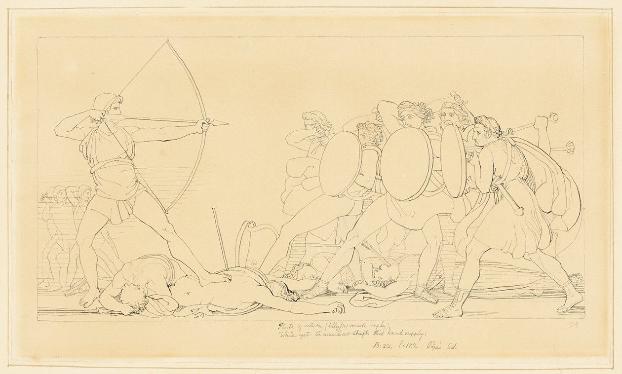 Ulisses mata os pretendentes de John Flaxman