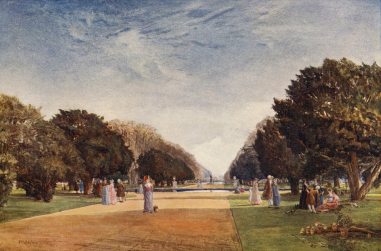 The Great Avenue, Hampton Court (cor litho) de John Fulleylove