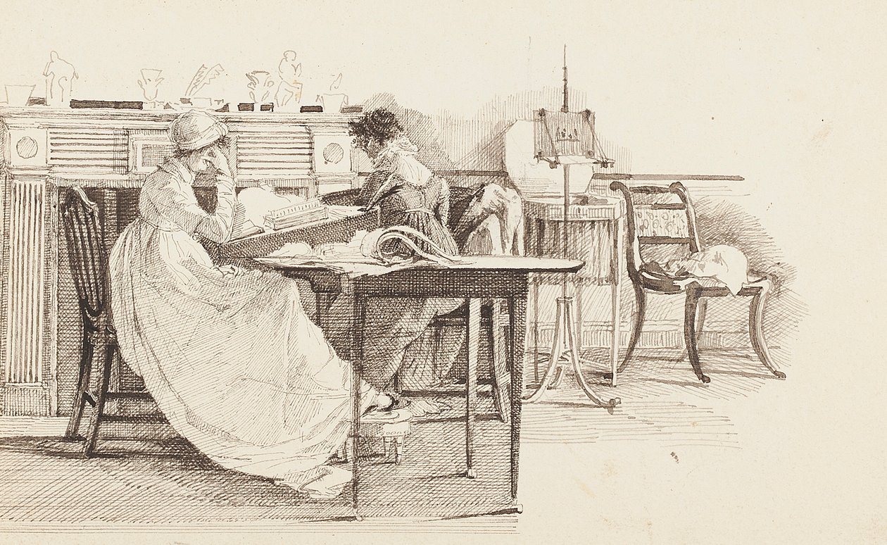 Lendo junto à lareira, 1805 de John Harden
