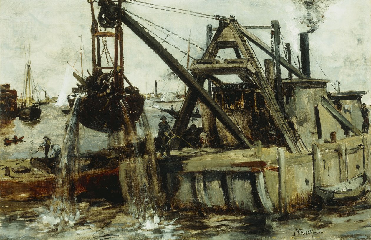 Dragagem no rio East, de John Henry Twachtman