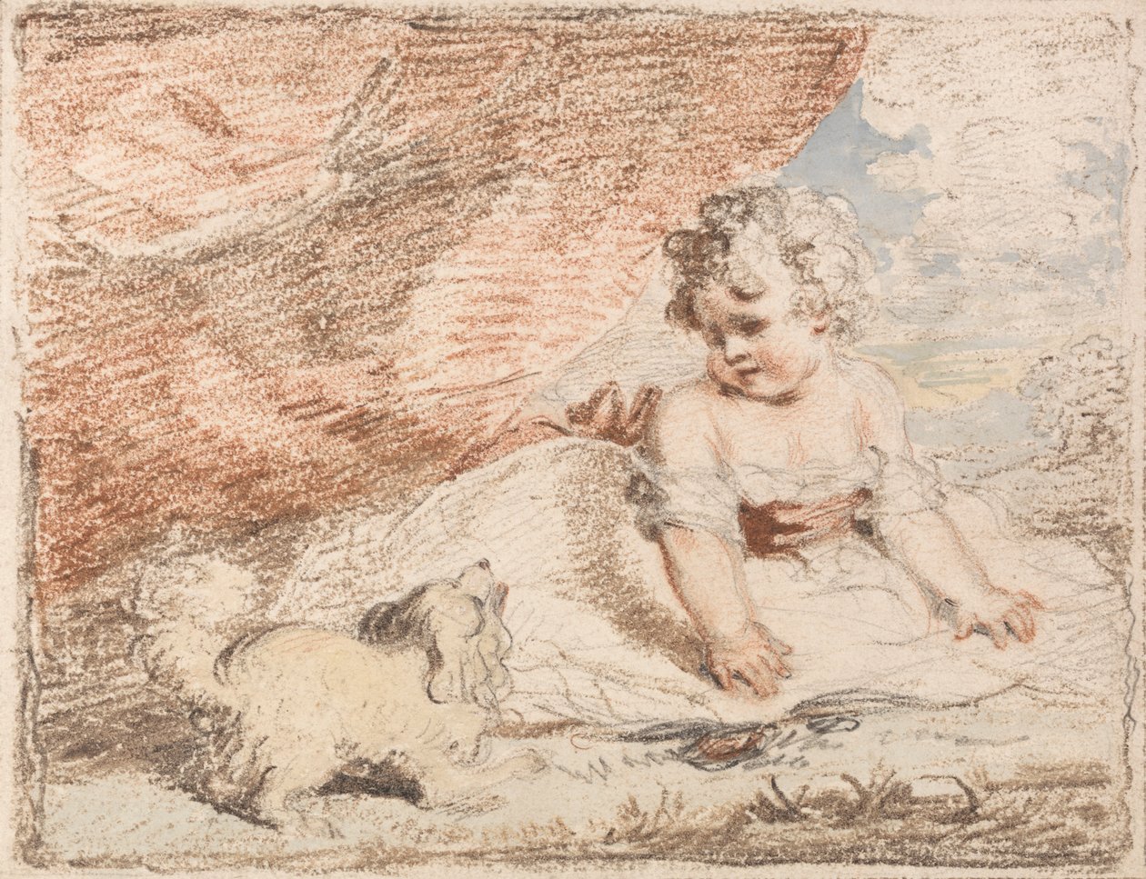 Criança pequena com Lap-Dog de John Hoppner