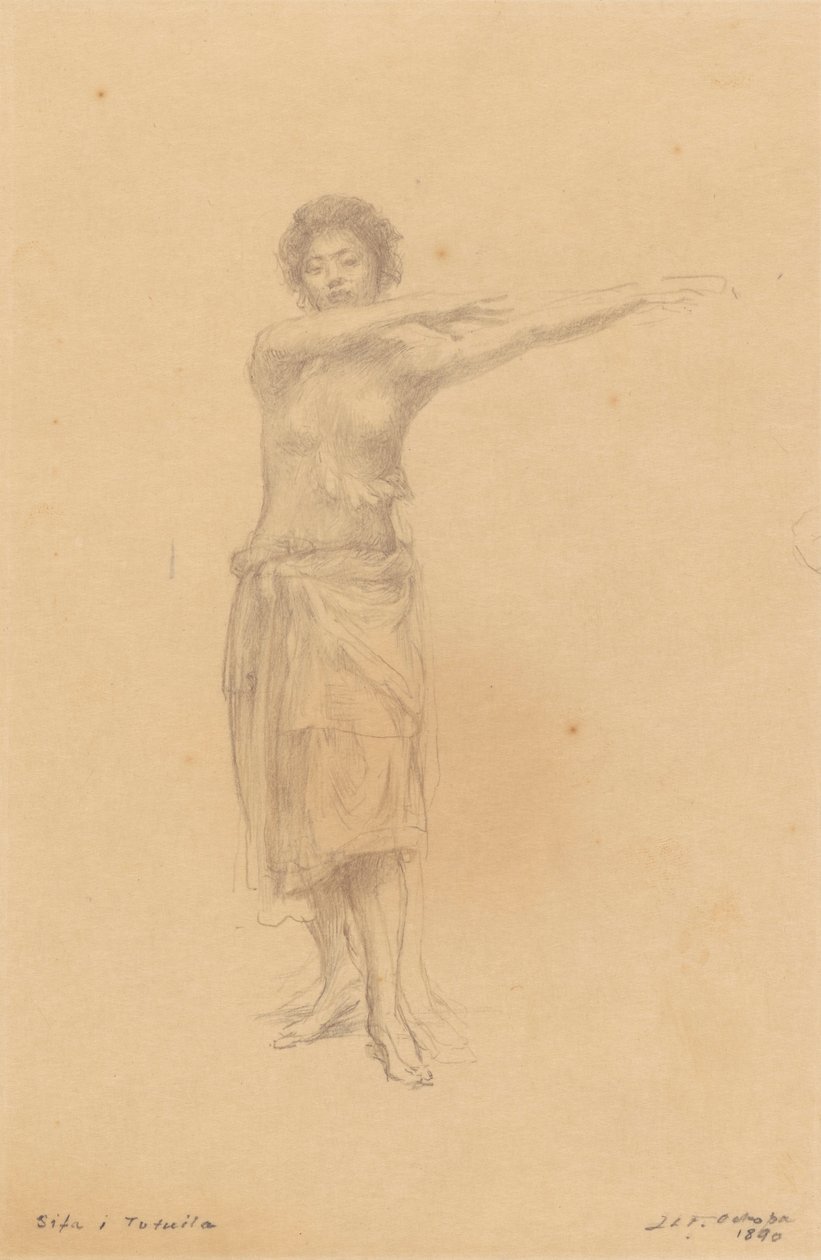 Taupo dançando o Shiva em pé, Samoa de John La Farge