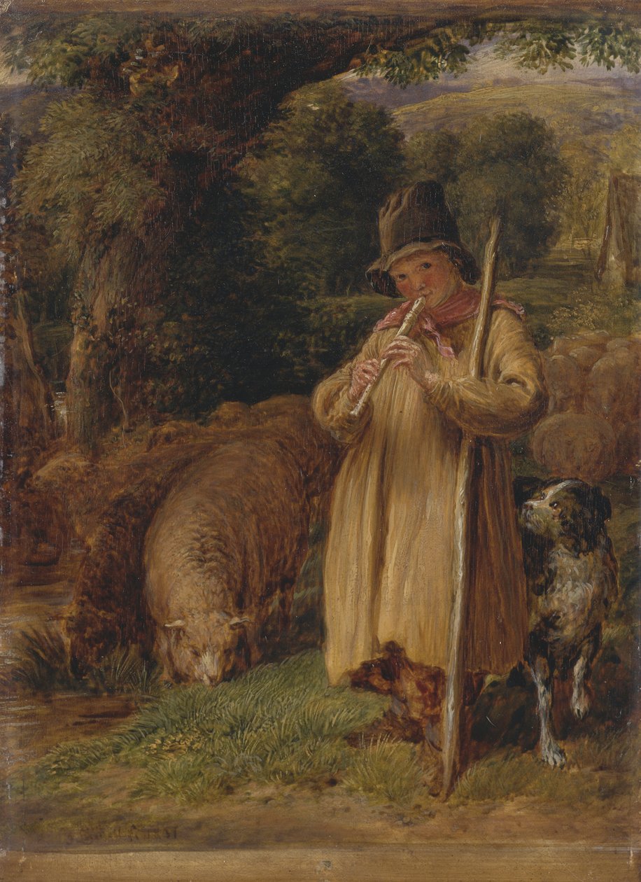 Shepherd Boy a tocar flauta de John Linnell