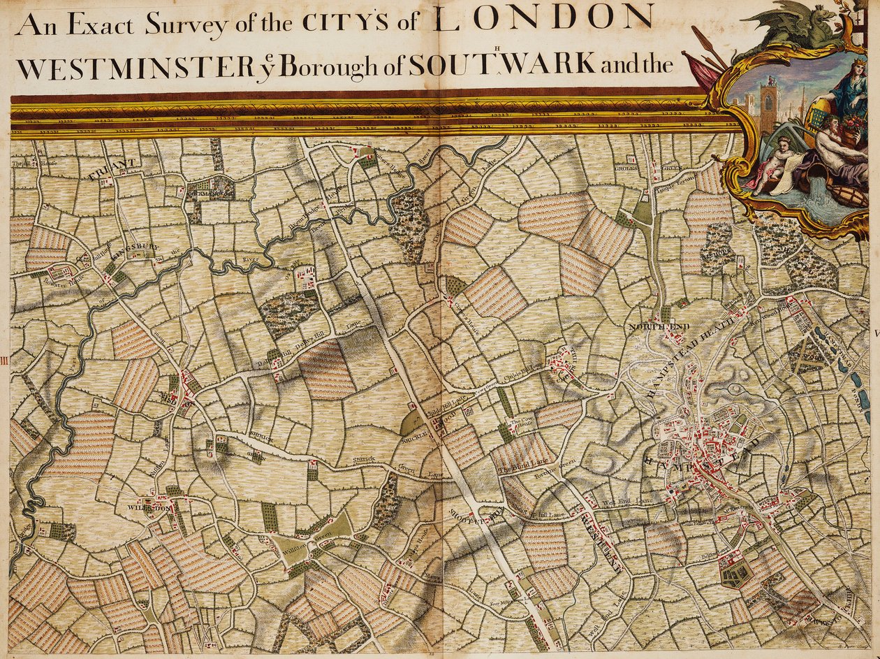 Mapa de Willesden e Hampstead de John Rocque