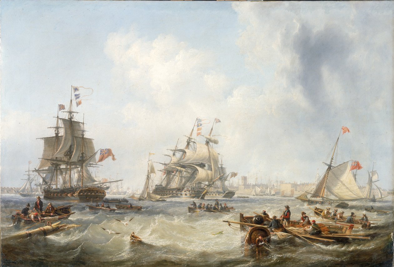 Men-of-War off porto de Portsmouth de John Wilson Carmichael