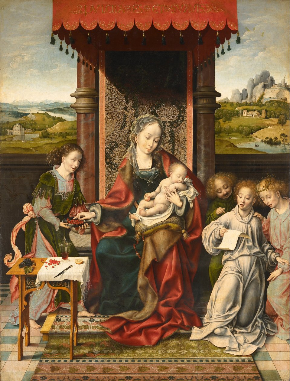 Virgem e criança com anjos de Joos van Cleve