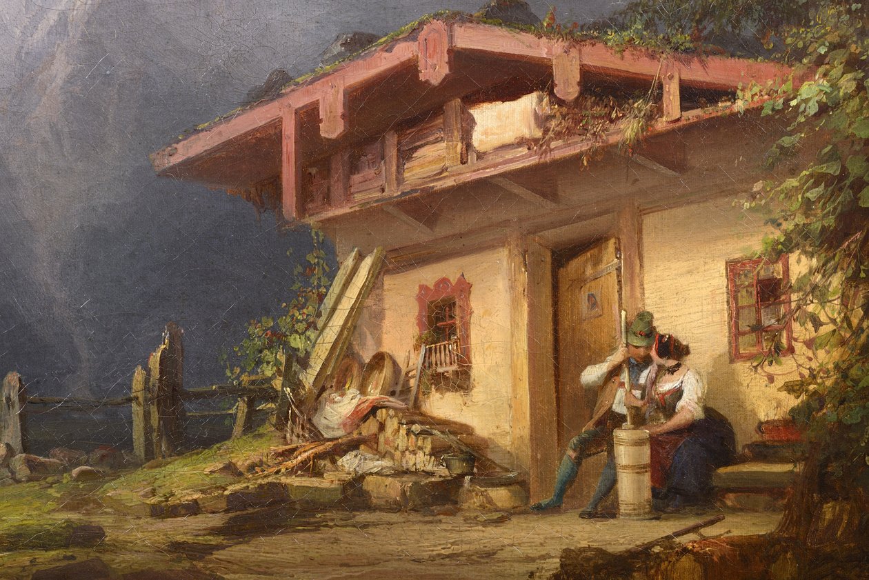 Paisagem alpina com edifícios de Josef Matj Navrátil