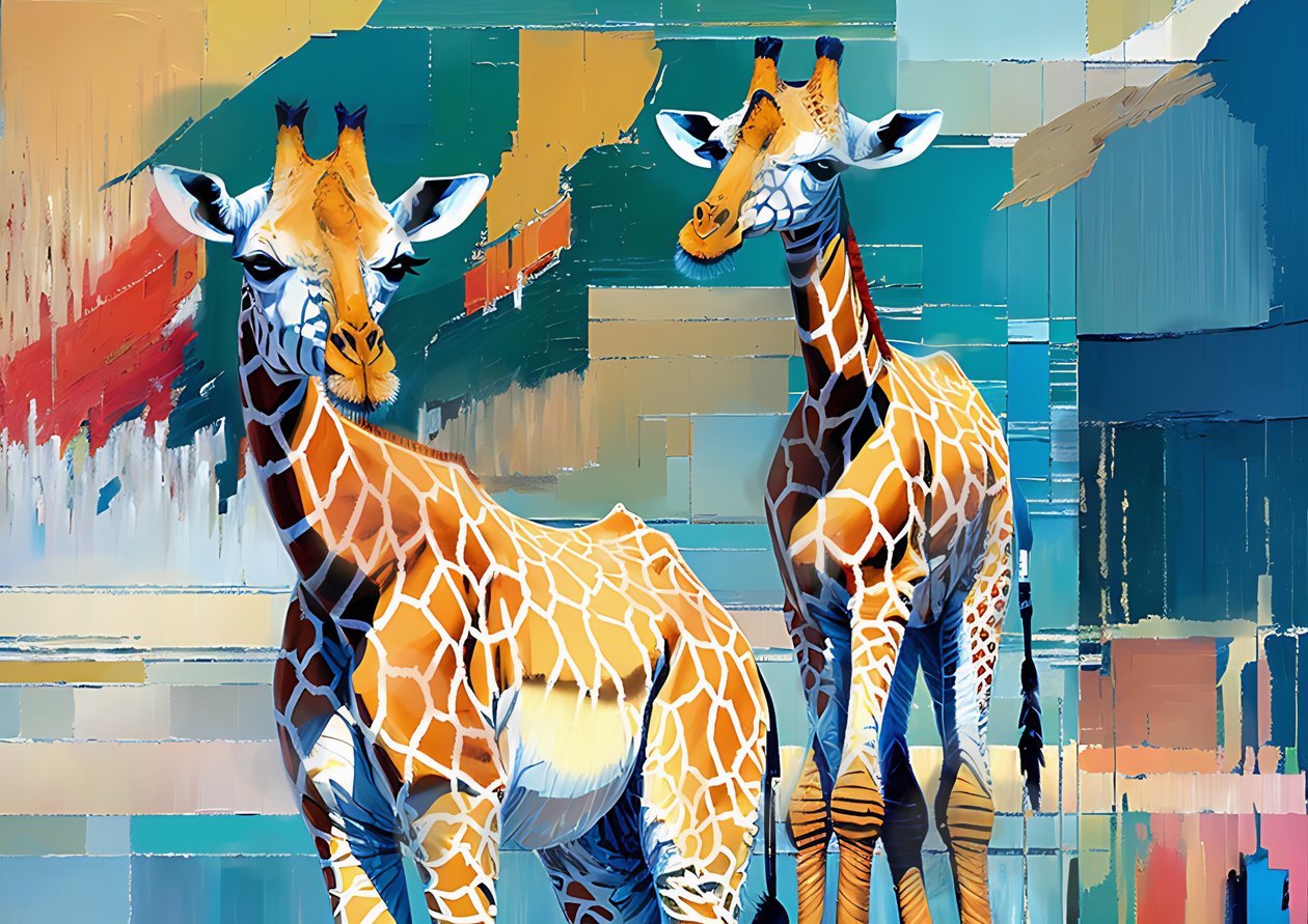 Animais girafas 1 de Josef Johann Michel