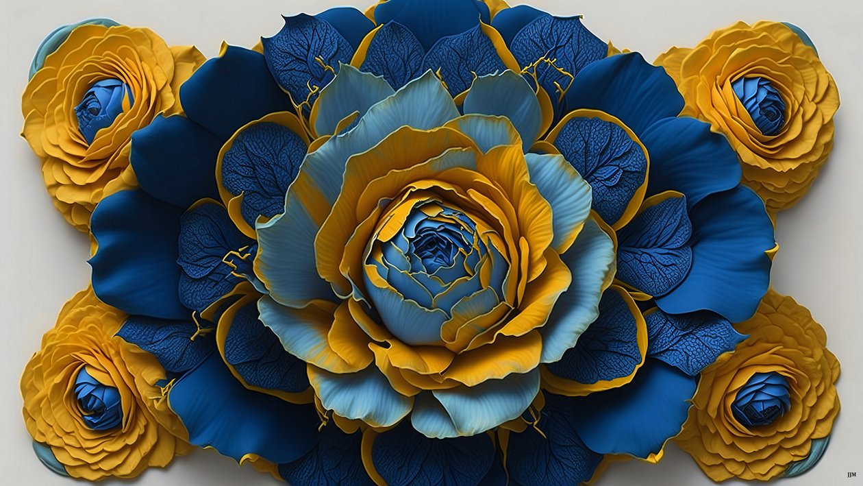 mandala: rosas-azul elementos_01 de Josef Johann Michel