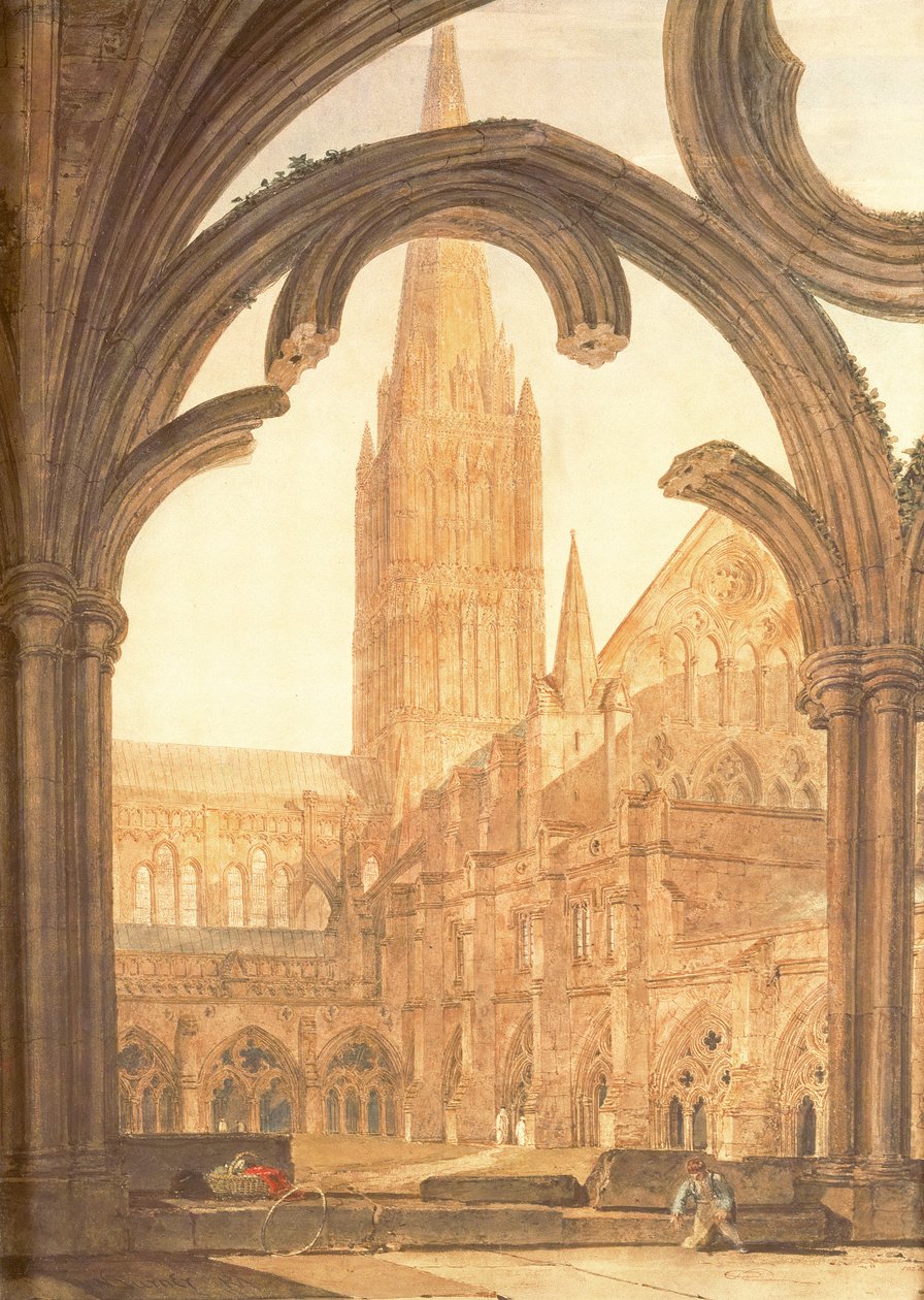 Vista sul da Catedral de Salisbury dos claustros, 1802 de Joseph Mallord William Turner