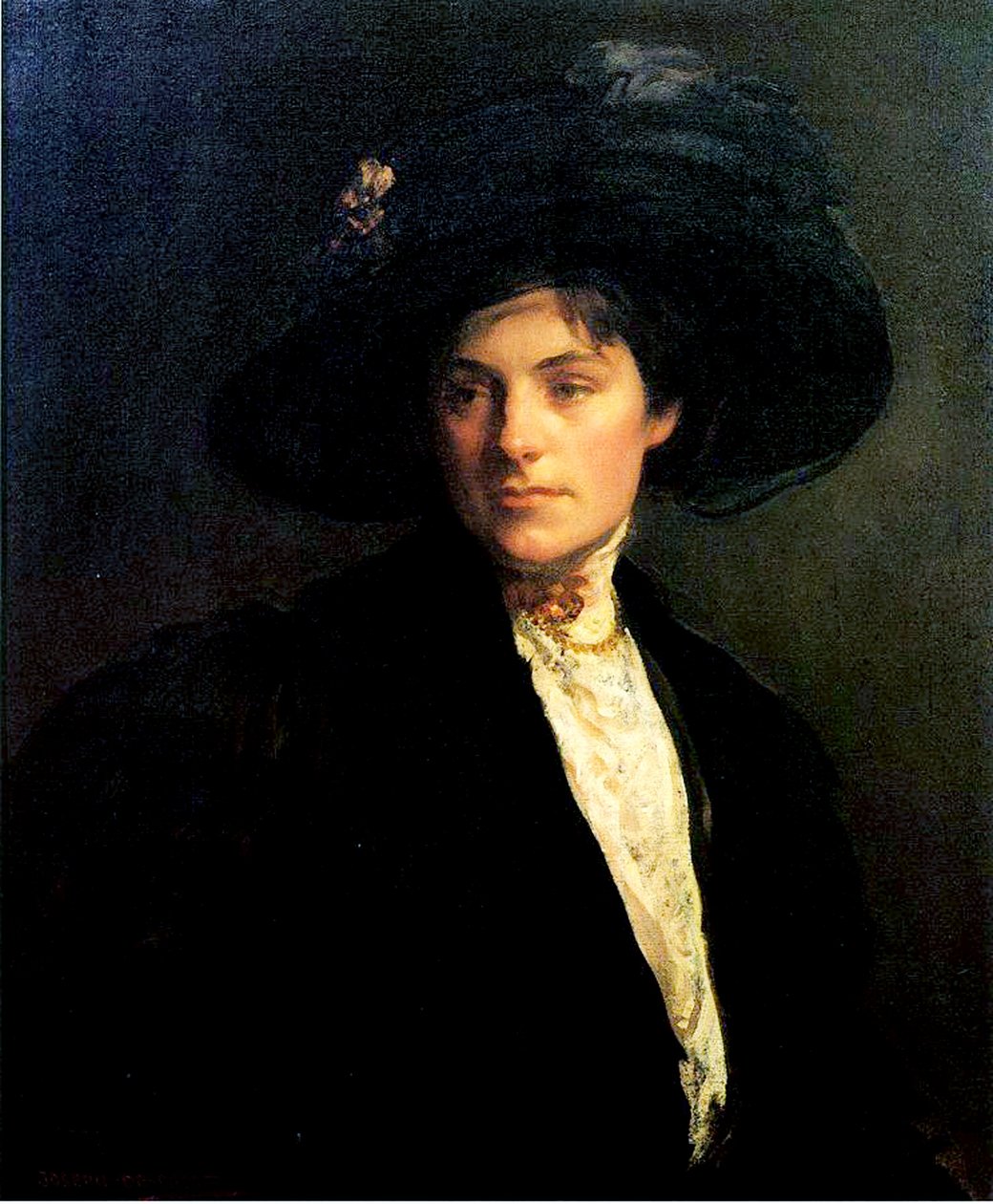 Mulher com um chapéu preto, 1910 de Joseph DeCamp