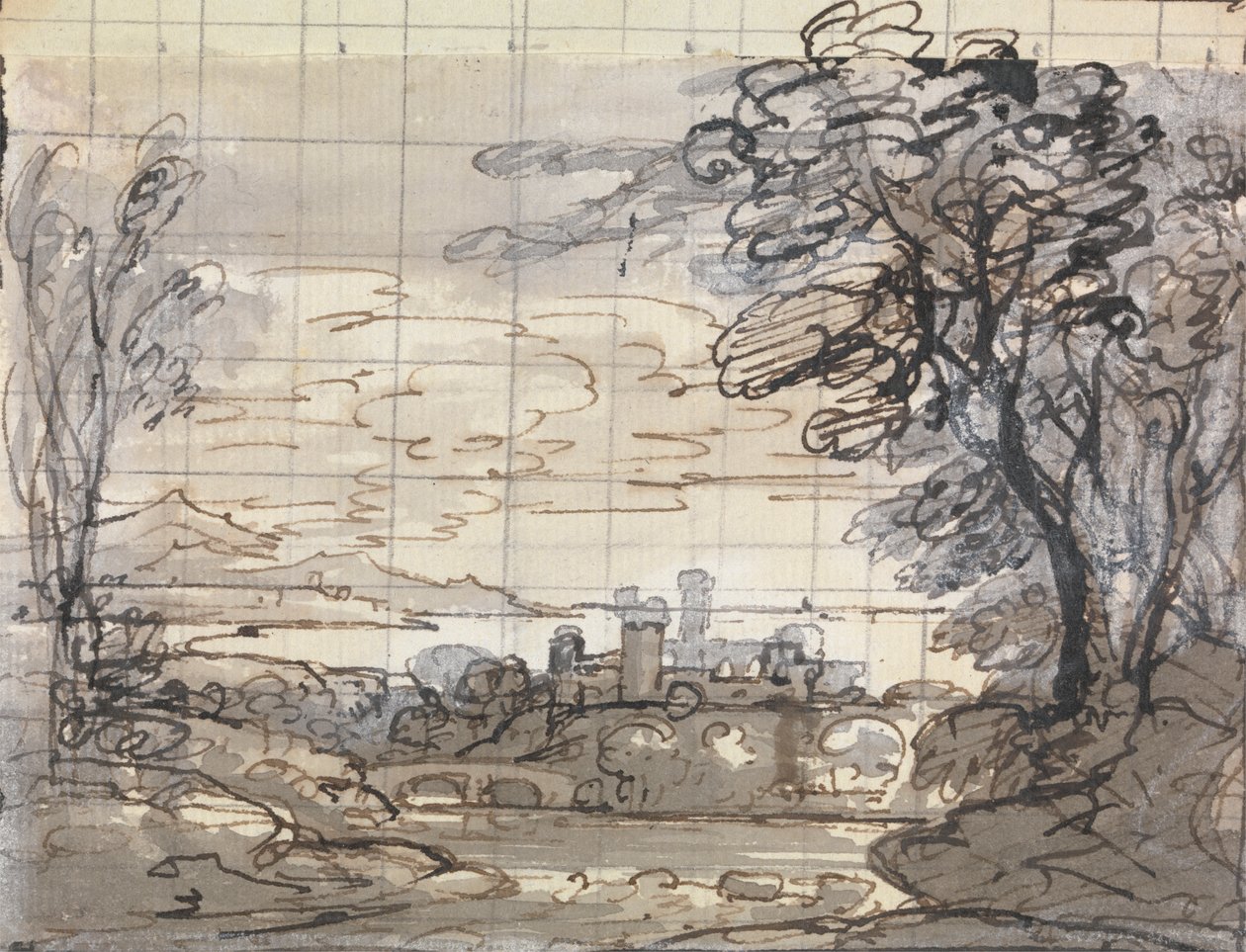 Rio com Castelo e Ponte de Joseph Farington