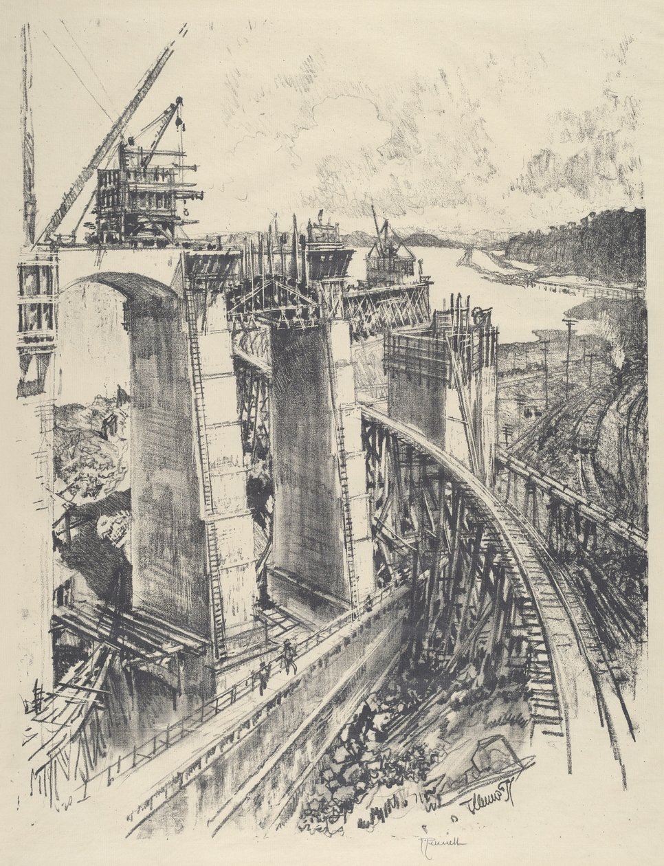 A abordagem para Gatun Lock de Joseph Pennell