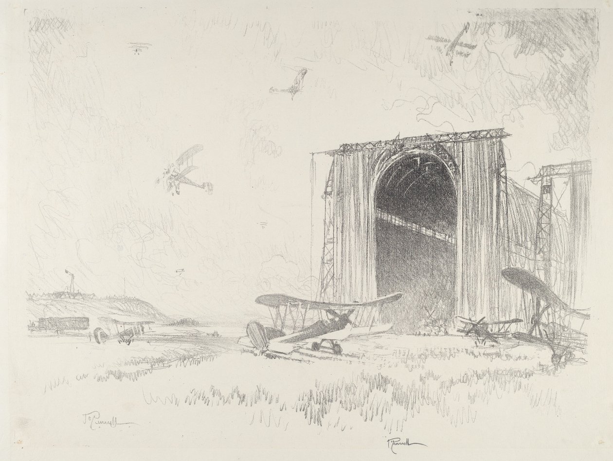 O Balloon-Shed, 1916. de Joseph Pennell