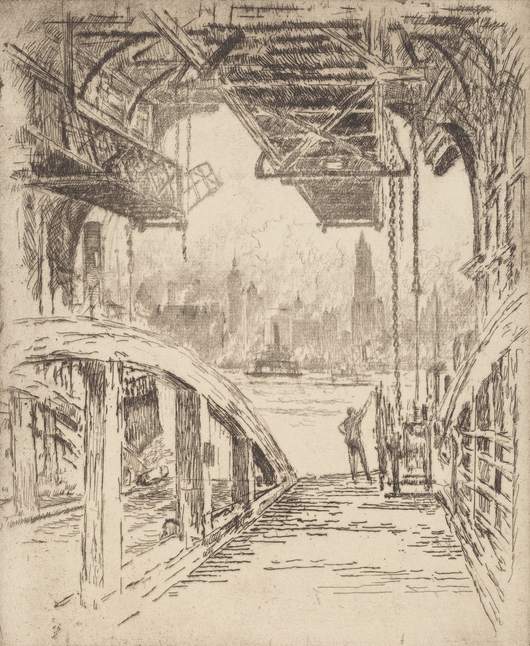 The Ferry House, 1919. de Joseph Pennell